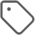 A simple, gray price tag icon with a small circular hole near the upper left corner.