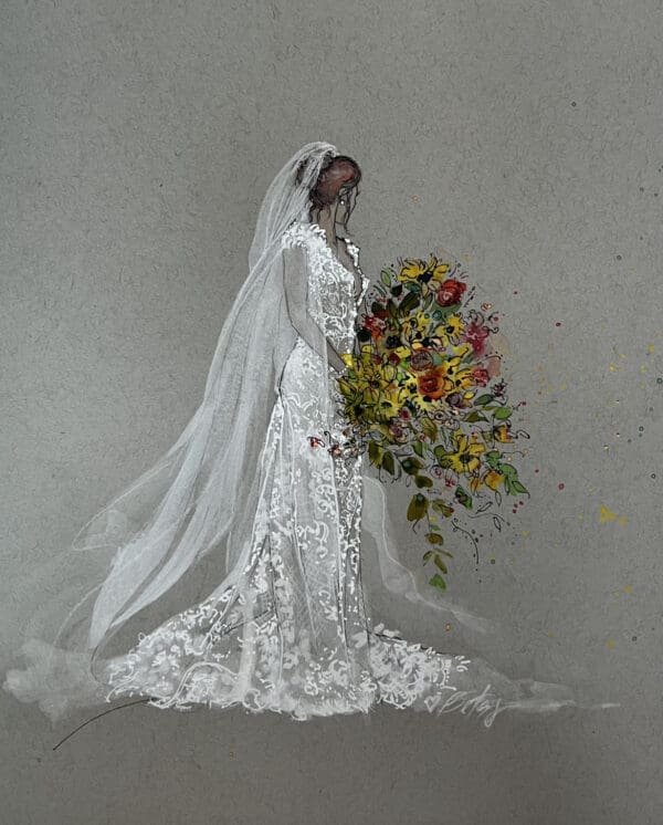 A painting of a woman in a wedding dress